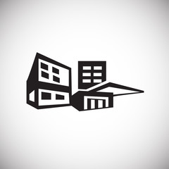Modern architecture building on white background icon