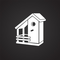 Bird house on black background icon