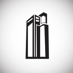 Modern architecture building on white background icon