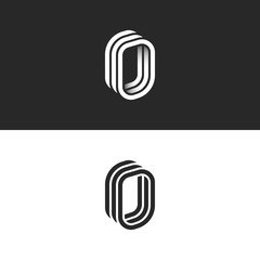 Isometric letter O initial or number zero monogram, creative 3d door logo, smooth perspective shape linear design template