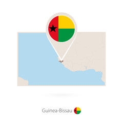 Rectangular map of Guinea-Bissau with pin icon of Guinea-Bissau