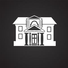 Old architecture house on black background icon