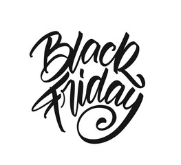 Vector illustration: Handwritten calligraphic type lettering of Black Friday on white background.