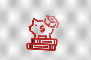 red Education funding 3D illustration on transparent background