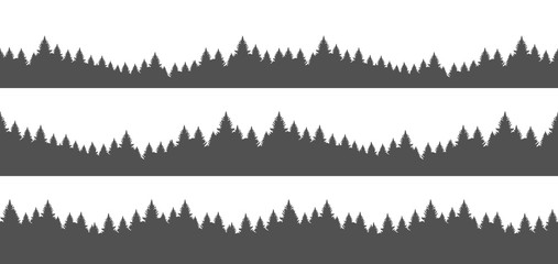 Vector illustration: Set of three seamless pine forest. Christmas banner template