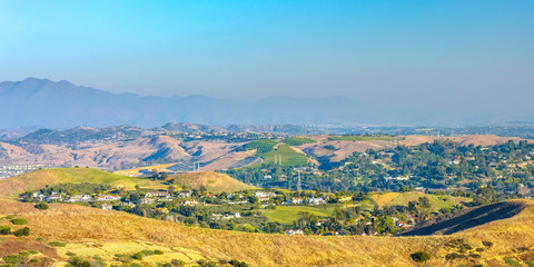 San Clemente rolling hills with homes amid trees