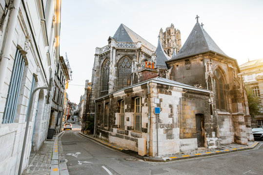 Backside of Saint-Godard church in Rouen, the capital of Normandy region in France
