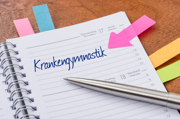 Terminkalender mit Hinweissticker - Krankengymnastik