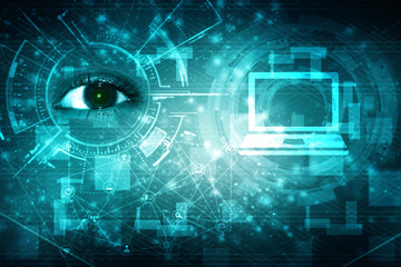 Digital composite of Eye scanning a futuristic interface
