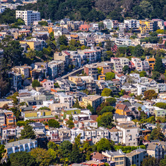 Fototapeta na wymiar Some crowded houses in San Francisco California