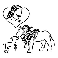 Lord Jesus in the heart, the lamb and the lion