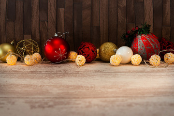 christmas decoration over wooden background