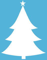 Fototapeta premium Christmas Tree White Flat Icon On Blue Background