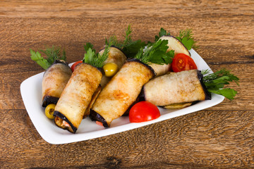 Eggplant roll with cheese