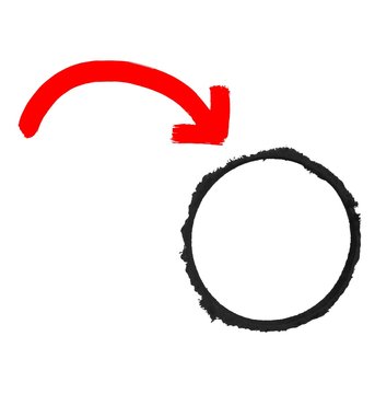 Roter Pfeill und schwarzer Kreis