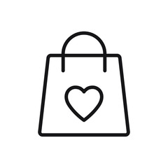 Shopping bag with heart vector icon