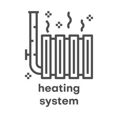 Simple modern line icon. Plumbing sign. Vector illustration. Heating system symbol.