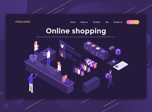Flat Modern design of website template - Online shopping