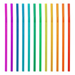 Colorful drinking straws isolated on white background. Plastic straws collection. ( Clipping path )