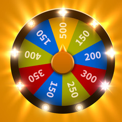 Wheel Of Fortune. Gamble chance leisure. Colorful gambling wheel. Jackpot prize concept background. Vector Illustration