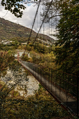 Fototapeta na wymiar Tibetan Bridge in autumn time