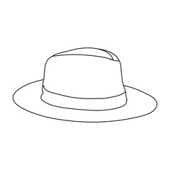 vector, on a white background, contour, lines of men's fashionable hat