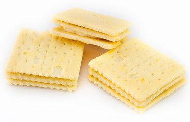 Healthy living concept: butter cookies isolated on white background