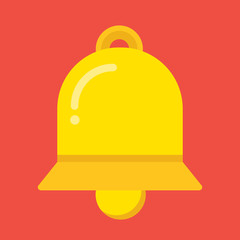 Notification bell flat icon on isolated transparent background.	