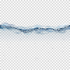 transparent water with bubbles, isolated
