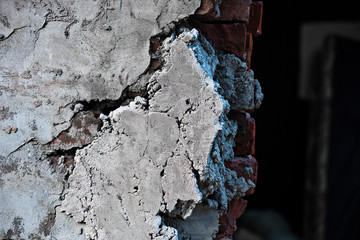 Angle of broken concrete wall, soft focus