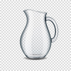 realistic transparent glass jug isolated - obrazy, fototapety, plakaty