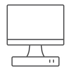 TV thin line icon, monitor and media, television sign, vector graphics, a linear pattern on a white background.