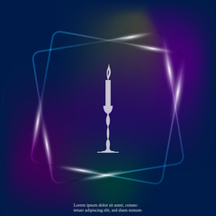 Candle neon light  icon. Vector illustration antique candle. Layers grouped for easy editing illustration. For your design.
