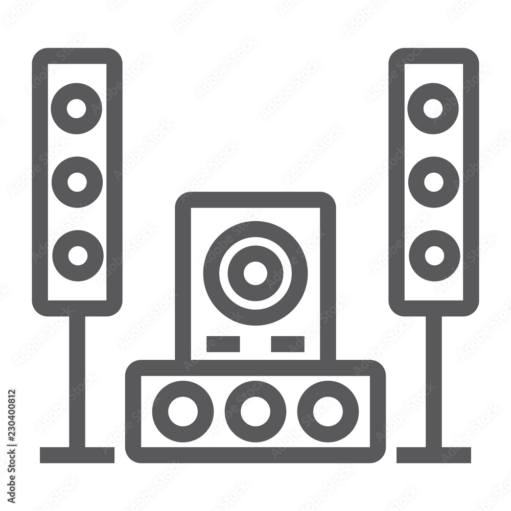 Poster sound system line icon, audio and stereo, music system sign, vector graphics, a linear pattern on a 