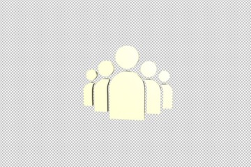 3D illustration of Group, yellow color with transparent background.