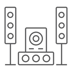 Sound system thin line icon, audio and stereo, music system sign, vector graphics, a linear pattern on a white background.