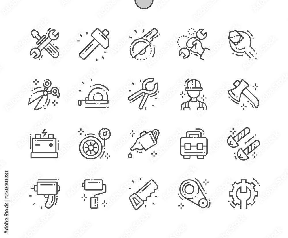Poster workshop well-crafted pixel perfect vector thin line icons 30 2x grid for web graphics and apps. sim