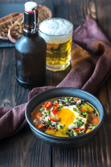 Soup of black beans and an egg