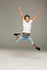 Happy jumping boy