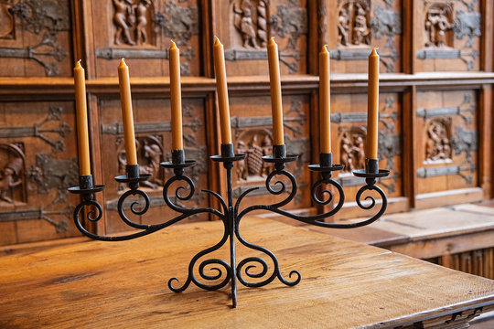 Kerzenleuchter im Friedenssaal des Rathauses, M&uuml;nster, Westfalen,  Deutschland