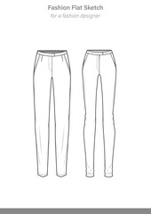 PANTS technical drawings Illustrator vector template	