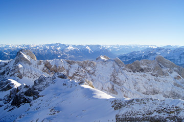 View from Säntis in the swiss alps