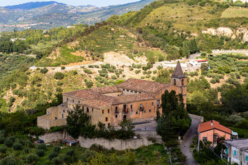 Fototapeta na wymiar Convento dei Carmelitani Calzati in San Piero Patti, a beautiful village in the Nebrodi Mountains Park in Sicily, province of Messina, Italy
