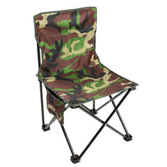 folding chair for fishing or for a picnic, camouflage fabric, on a white background, isolate
