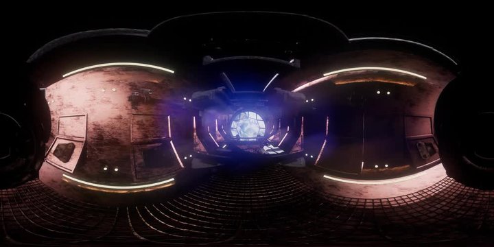 vr 360 camera moving inside a spaceship tunnel. ready for use in vr360 virtual reality