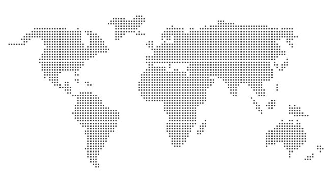 Grey world map pixel design. Vector world map in squares.