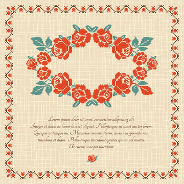 Embroidered roses background