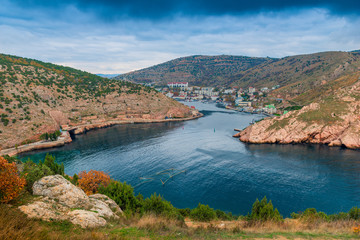 View from above on the Balaklava Bay, the Crimean Peninsula, Russia
