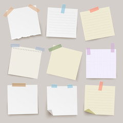 Set of different vector note papers. - Illustration