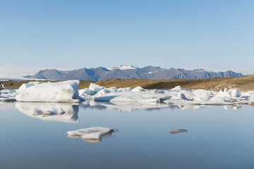 Ice floating and melting in Fjallsarlon lagoon, Iceland